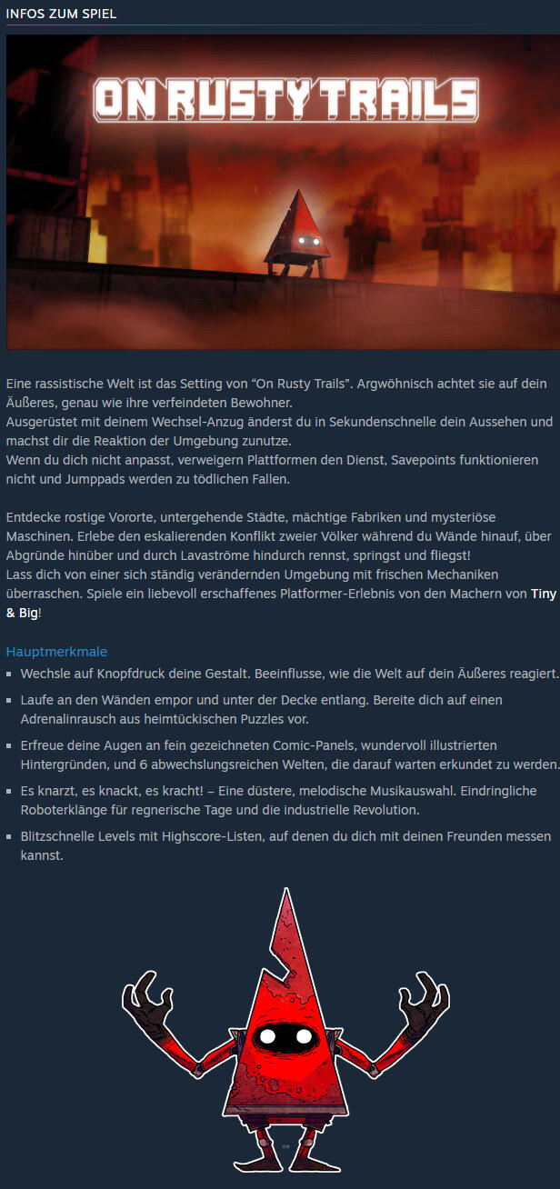 A screenshot of the original steam page. You can find the transcripted text by clicking full text.